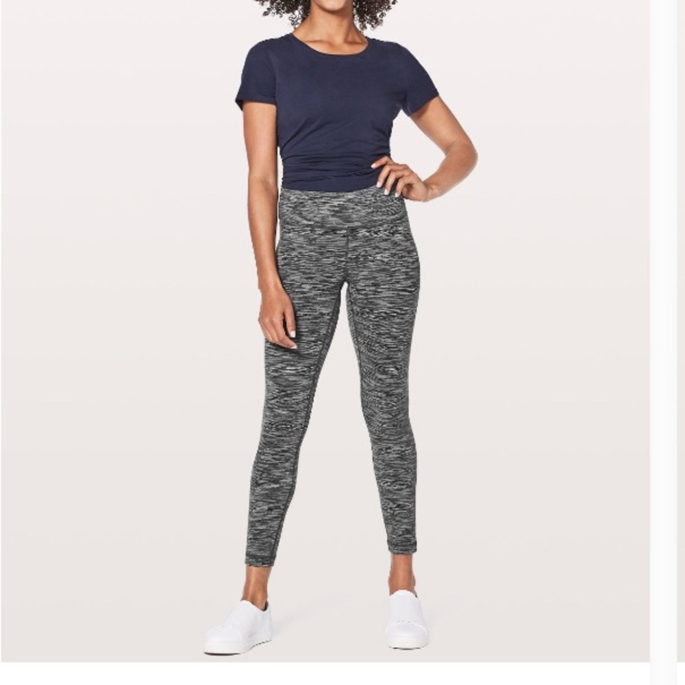Lululemon Athletica Black and White Heathered Leggings